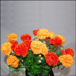 "Flower Vase Plastic flowers with fillers code- 112-005 (Red N Yellow) - Click here to View more details about this Product